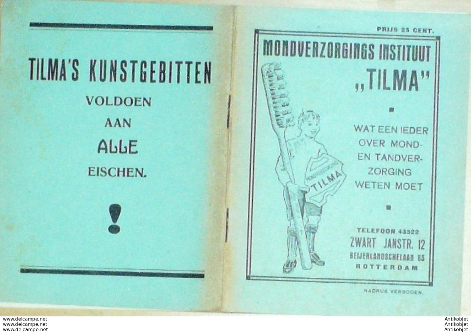 TILMA (Soins Bucco Dentaires) Pays Bas 1935 - Holanda