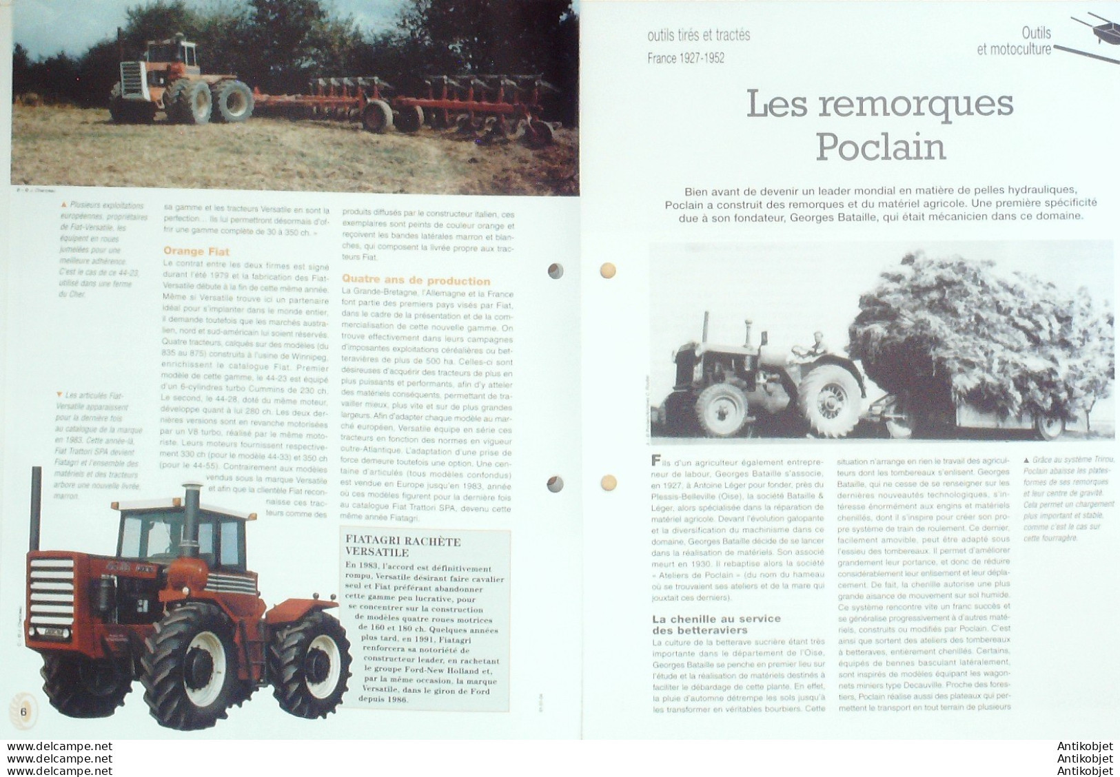 Tracteurs Renault D22 Fiat Versatile Pocalin édition Hachette - History