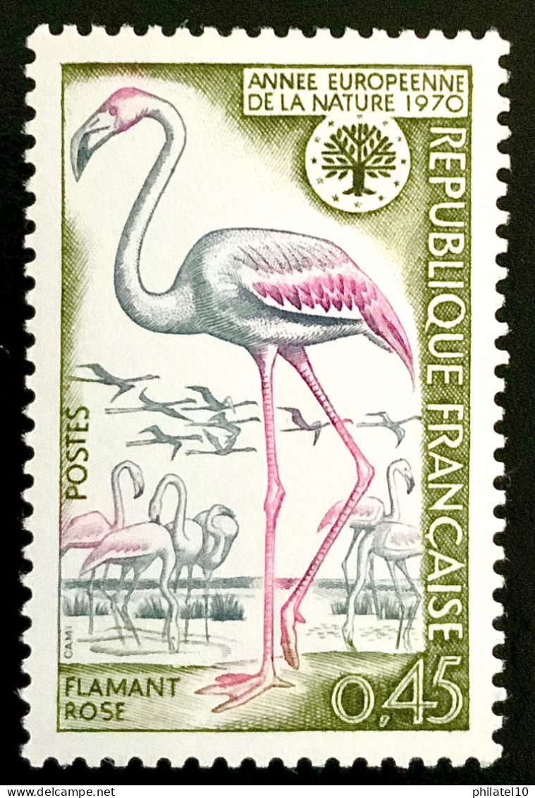 1970 FRANCE N 1634 ANNÉE EUROPÉENNE DE LA NATURE  LE FLAMANT ROSE - NEUF** - Unused Stamps