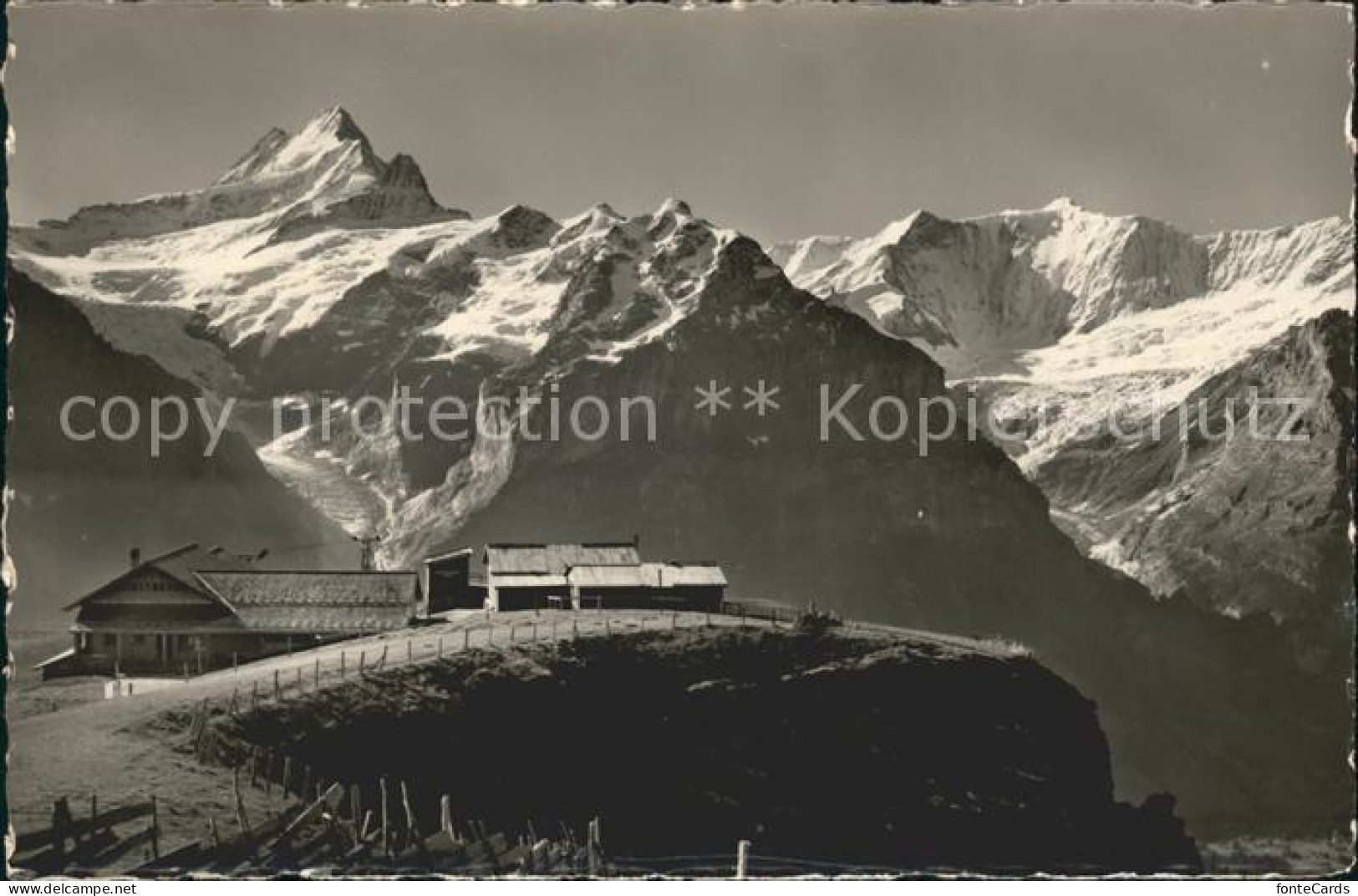 12039311 Grindelwald Bergstation Firstbahn Mit Schreckhorn Fiescherhorn Grindelw - Sonstige & Ohne Zuordnung