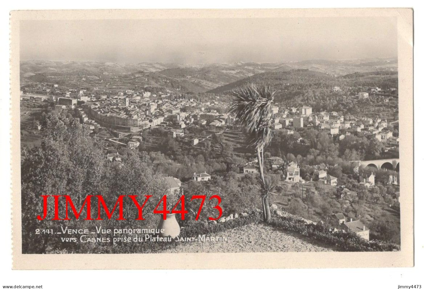 CPSM - VENCE En 1954 - Vue Panoramique Vers Cannes Prise Du Plateau Saint-Martin - N° 2.141 - Edit. La Cigogne Nice - Vence
