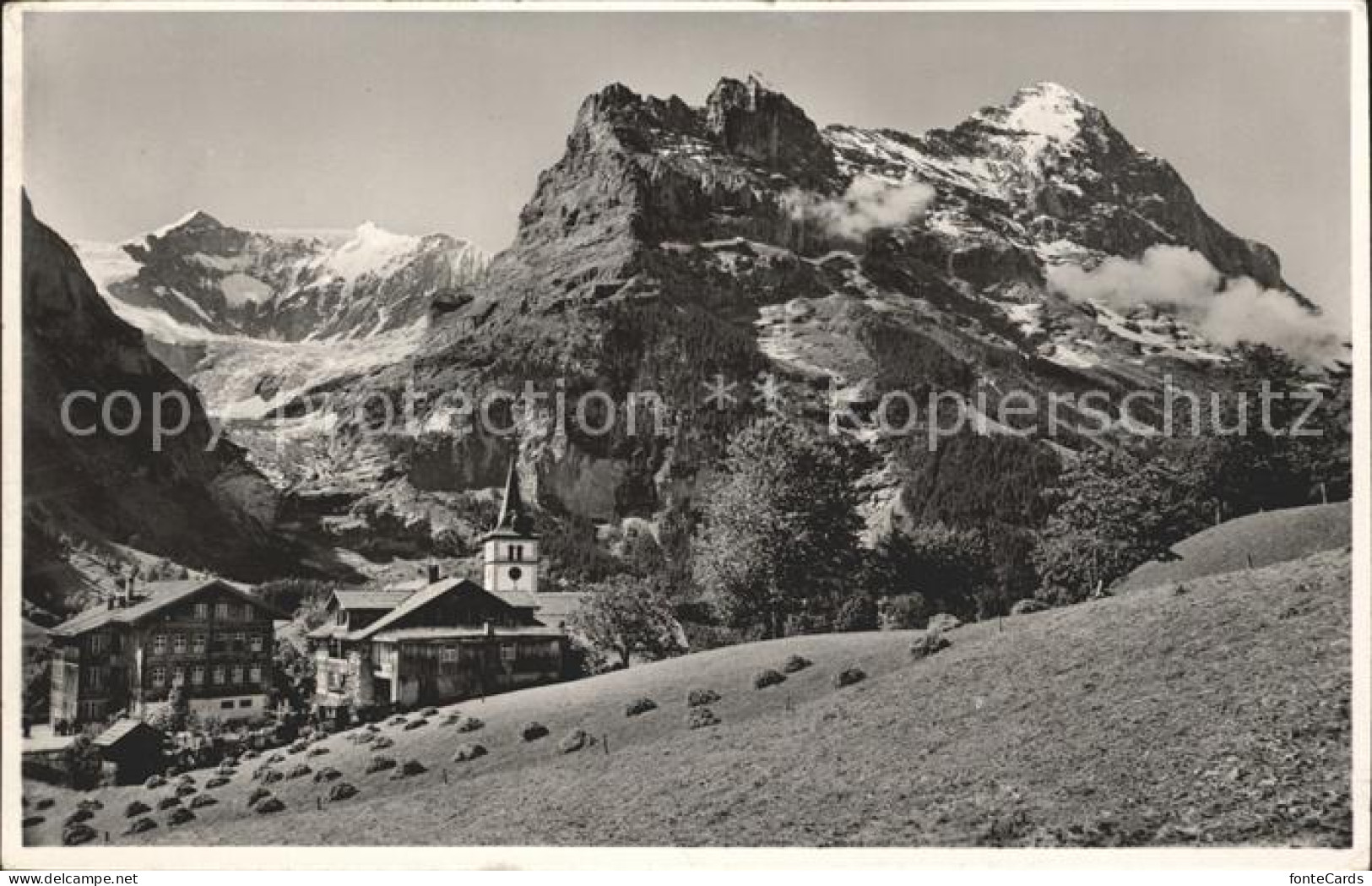 12039241 Grindelwald Kirchenpartie Mit Eiger Und Fiescherwand Grindelwald - Sonstige & Ohne Zuordnung