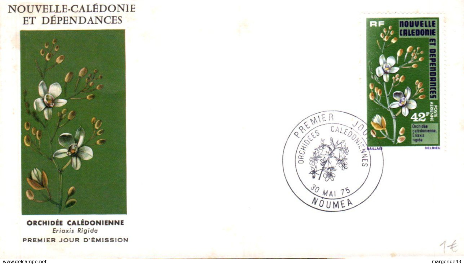 NOUVELLE CALEDONIE FDC 1975 ORCHIDEES - FDC