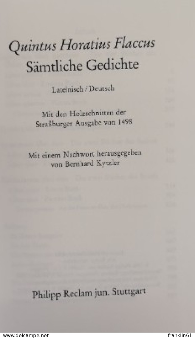 Sämtliche Gedichte. Lateinisch/ Deutsch. - Poesía & Ensayos