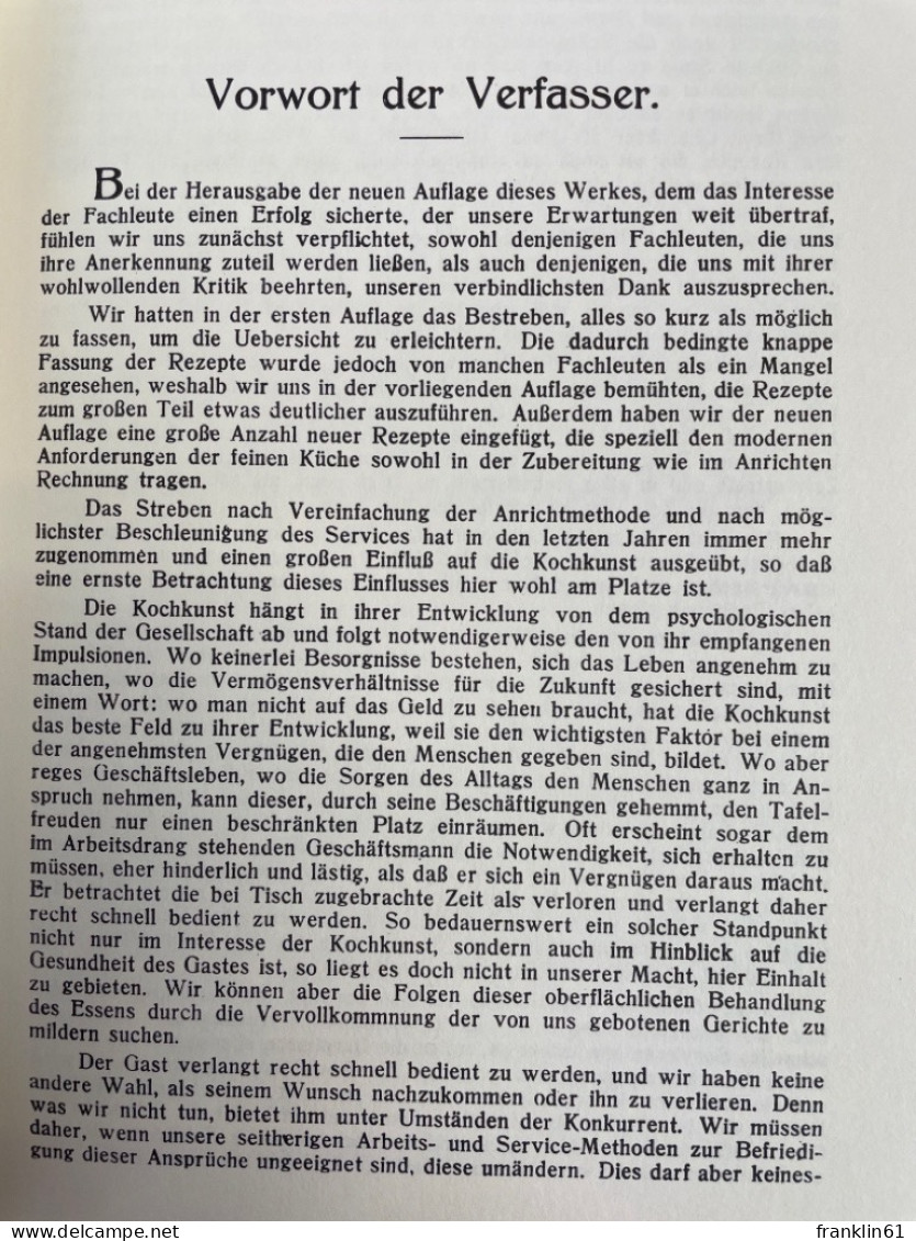 A. Escoffiers Kochkunst-Führer. Ein Hand- Und Nachschlagebuch Der Modernen Französischen Küche Und Seinen I - Manger & Boire