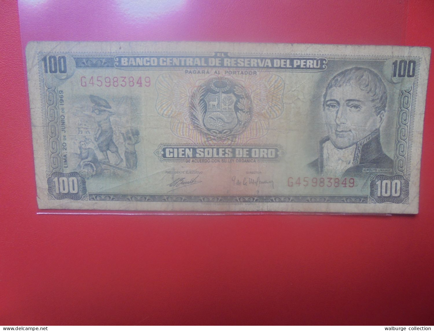 PEROU 100 SOLES 1969 Circuler + Réparer (B.33) - Perú