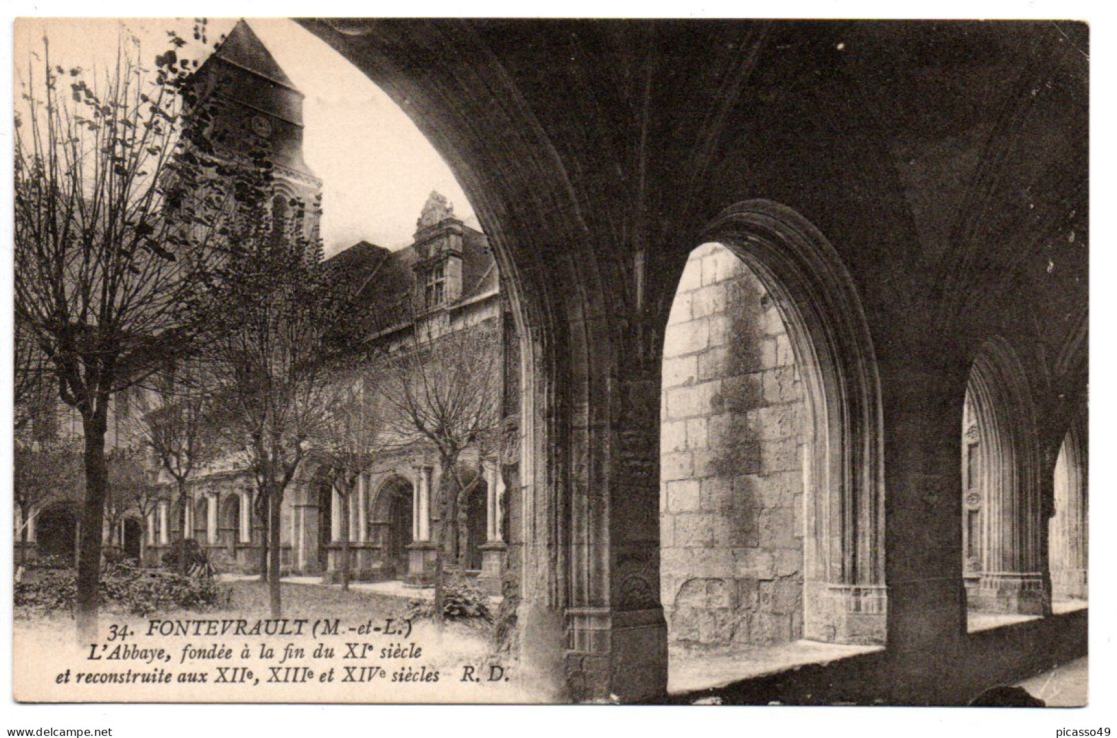 Maine Et Loire , Fontevrault , 7 Cartes De L'intérieure De L'abbaye - Sonstige & Ohne Zuordnung