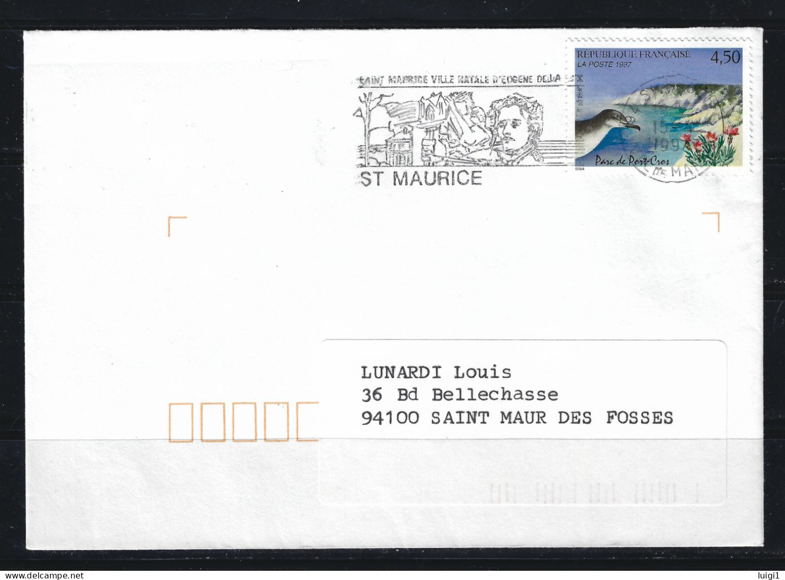 FRANCE 1997- Y&T N° 3057 . 4 F.50 Multicolore , Sur Lettre. Oblitération Du 15-4-97. 94 ST MAURICE .Val De Marne. - Brieven En Documenten