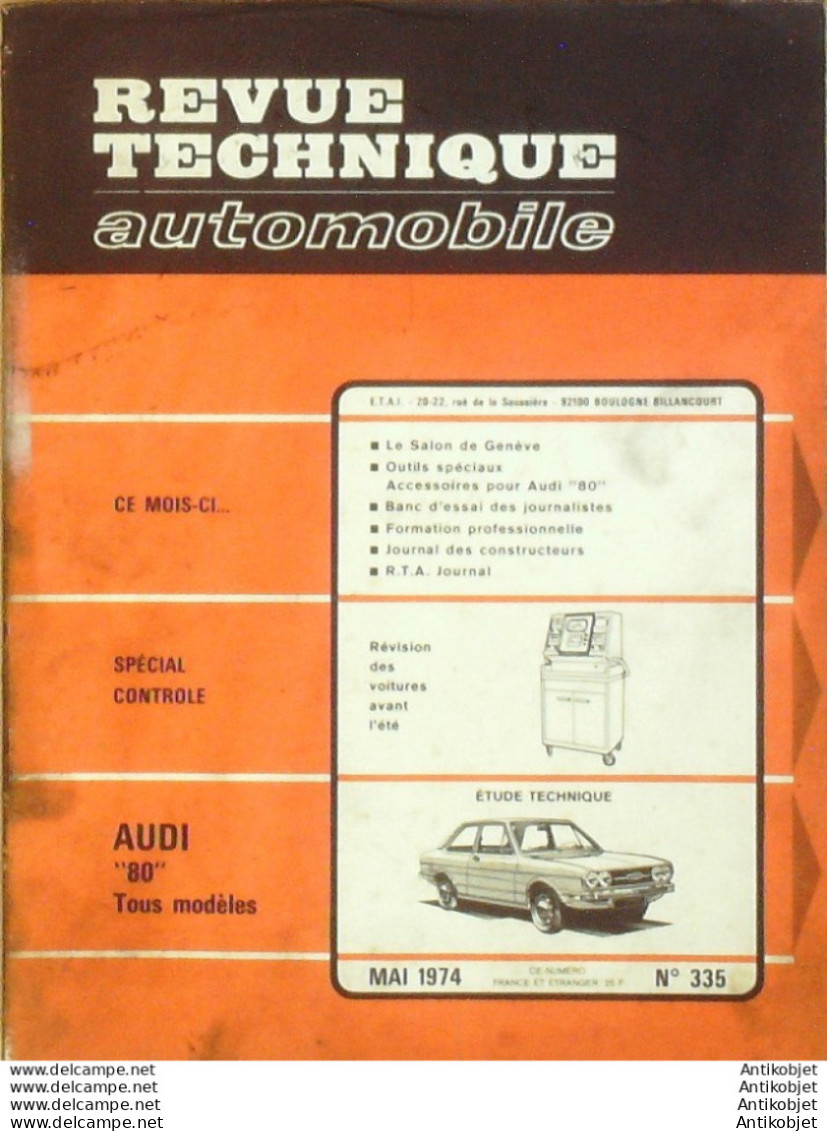 Revue Technique Automobile Audi 80 Tous Types   N°335 - Auto/Moto