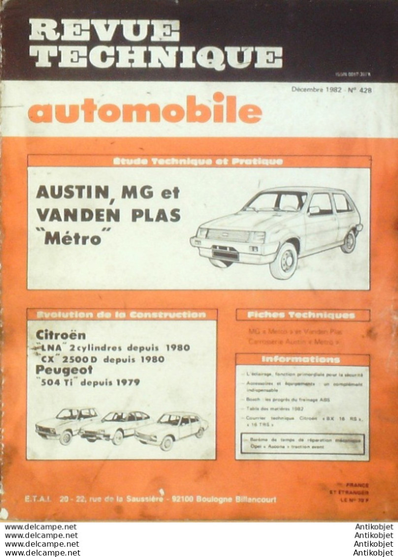 Revue Technique Automobile Austin MG Vanden Plas Métro Citroen Lna   N°428 - Auto/Moto