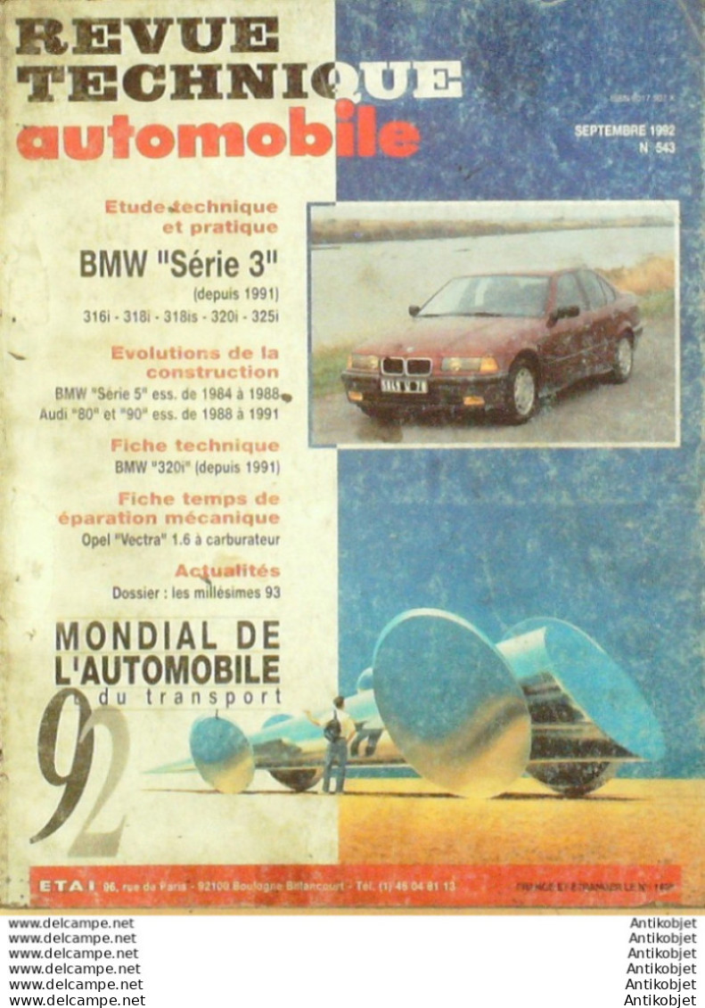 Revue Technique Automobile Bmw Série 3 Opel Vestra 1991   N°543 - Auto/Moto