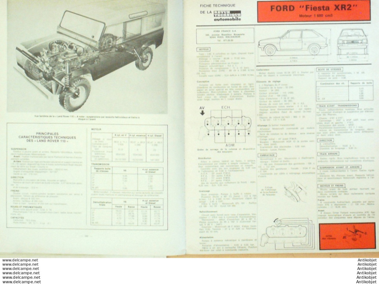 Revue Technique Automobile Citroen BX Ford Fiesta Renault 5 Land Rover 110   N°434 - Auto/Motorrad