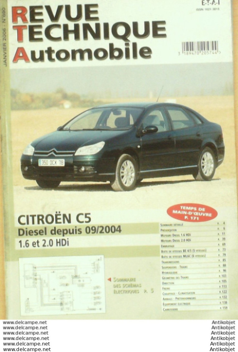 Revue Technique Automobile Citroen C5 09/2004   N°690 - Auto/Moto