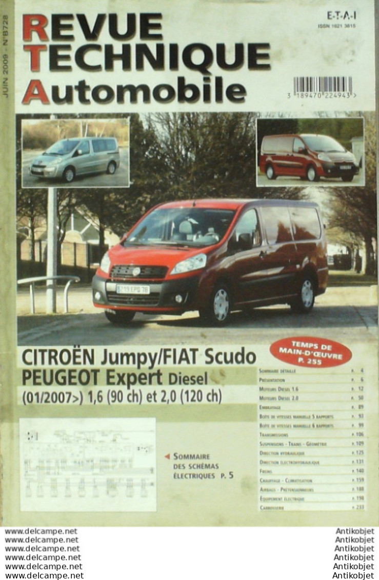 Revue Technique Automobile Citroen Jumpy Fiat Scudo Peugeot Expert 01/2007   N°B728 - Auto/Motor
