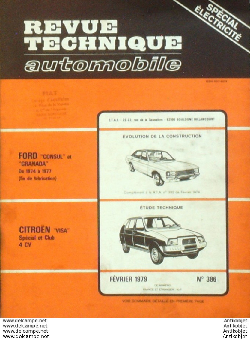 Revue Technique Automobile Citroen Visa S 4cv Ford Consul Granada 1974/1977   N°386 - Auto/Motor