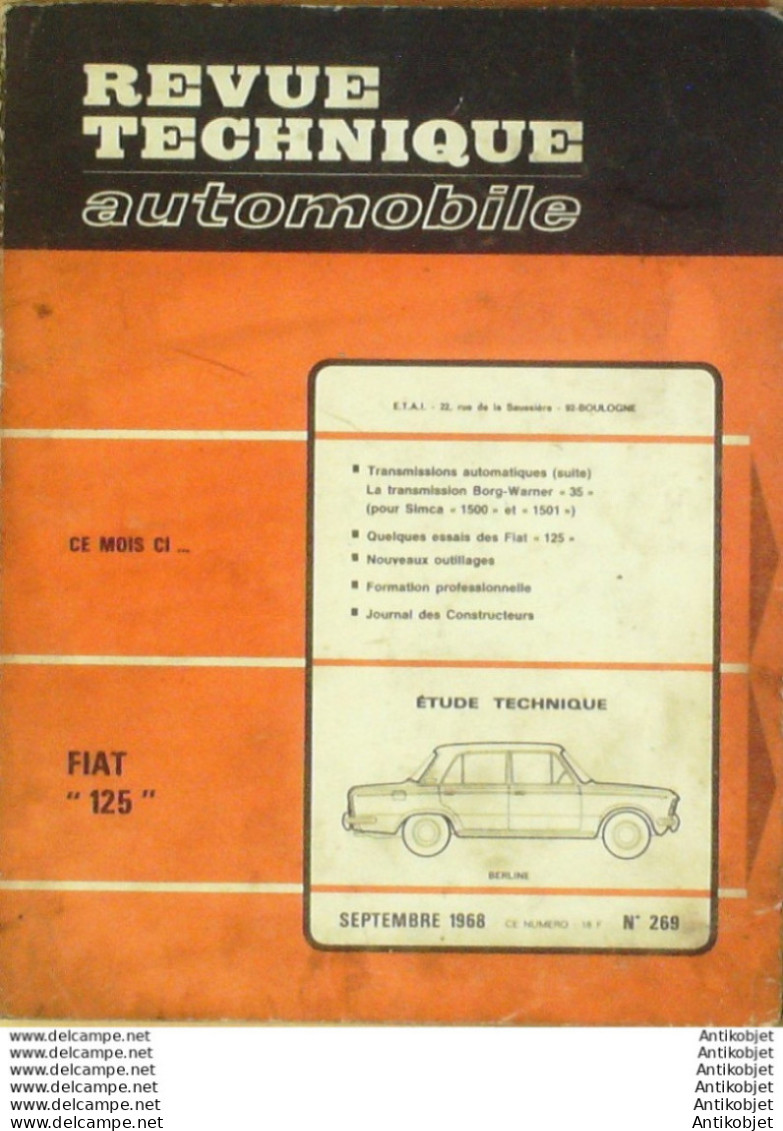 Revue Technique Automobile Fiat 125   N°269 - Auto/Motor