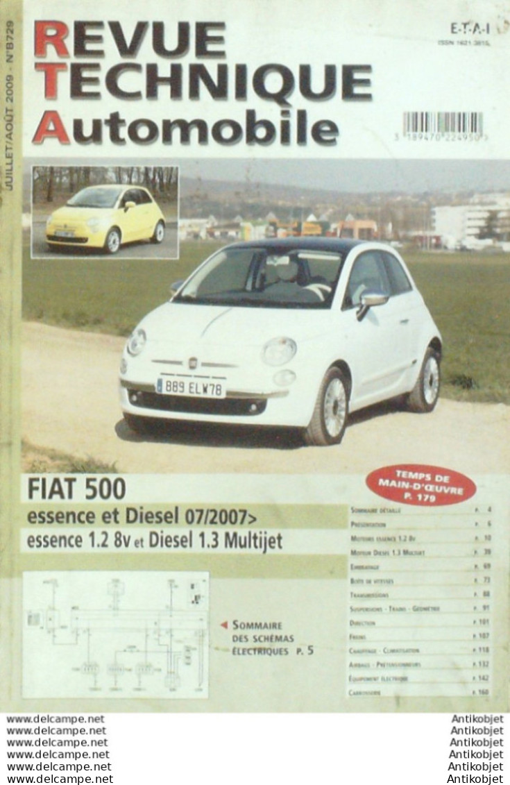 Revue Technique Automobile Fiat 500 E 07/2007   N°B729 - Auto/Motor