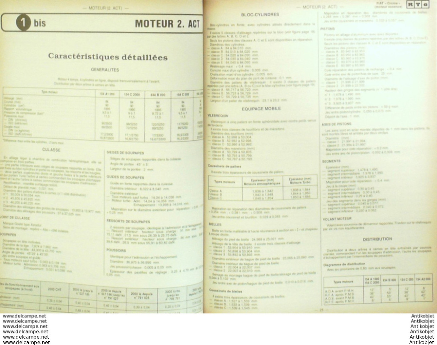 Revue Technique Automobile Fiat Croma Citroen BX Peugeot 205   N°507 - Auto/Motor