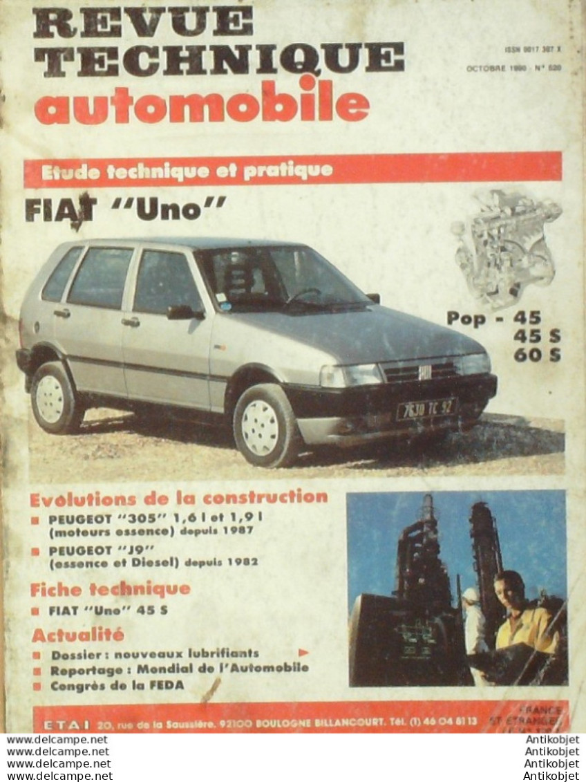 Revue Technique Automobile Fiat Uno Peugeot 305 1987 Peugeot J9 1982   N°520 - Auto/Moto