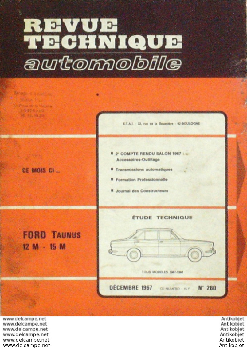 Revue Technique Automobile Ford Taunus 12M 15M   N°260 - Auto/Motor