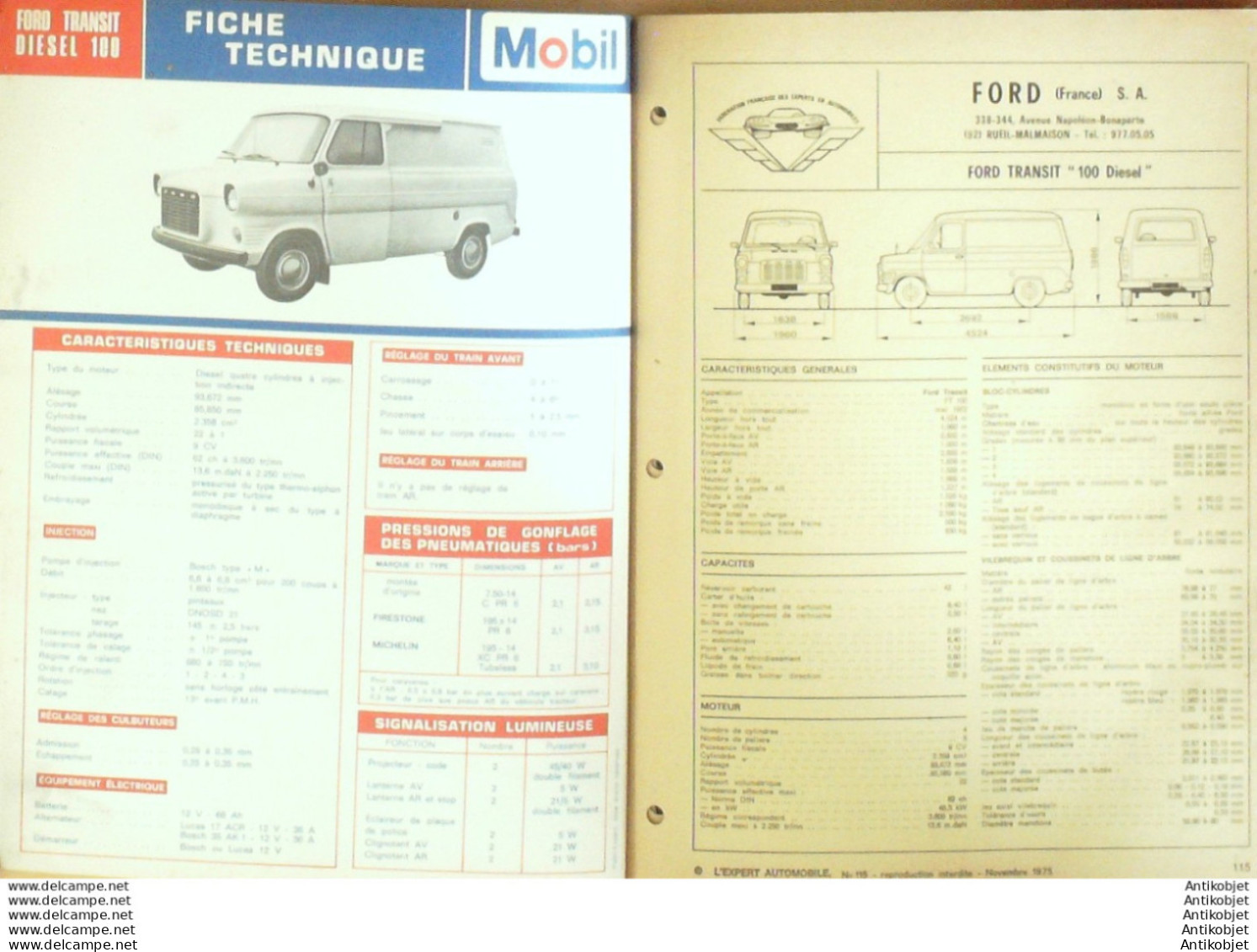 Revue Technique Automobile Ford Transit Alfetta & Alfasud L'expert Automobile N°115 - Auto/Motor