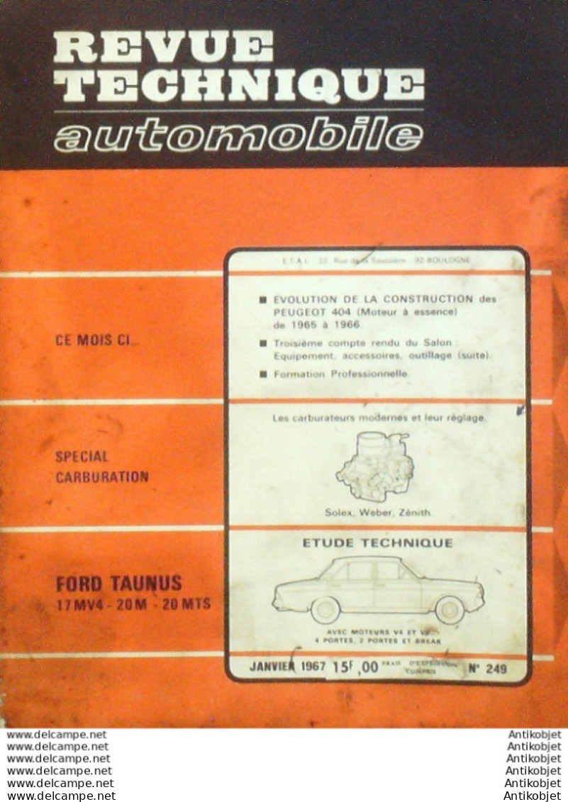 Revue Technique Automobile Ford Taunus 17Mv4 20M Peugeot 404   N°249 - Auto/Moto
