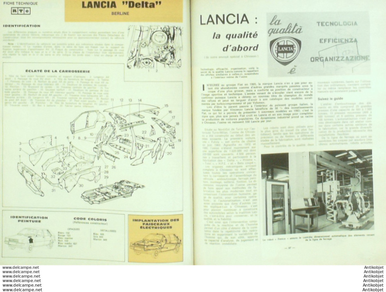 Revue Technique Automobile Lancia Delta & Prisma 1300 Renault 14 & 18   N°440 - Auto/Moto