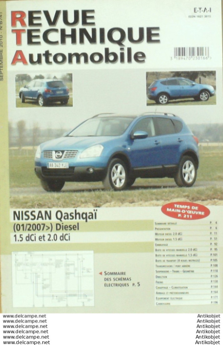 Revue Technique Automobile Nissan Qashqai 01/2007   N°B741 - Auto/Motor