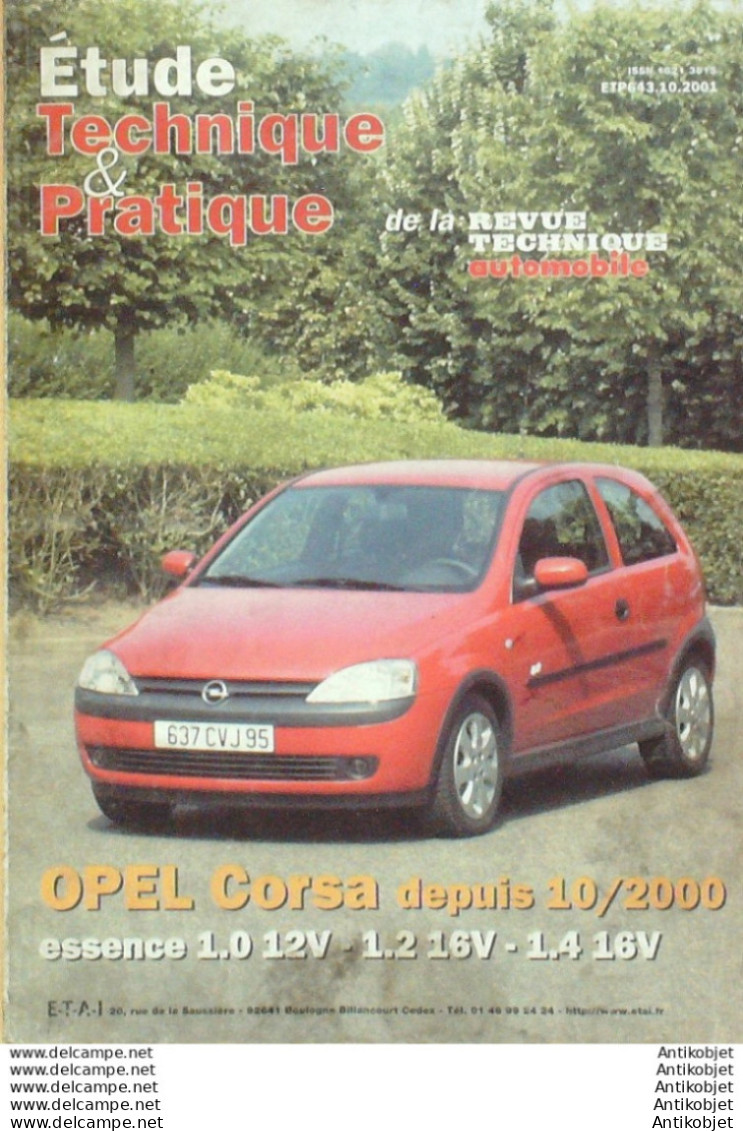 Revue Technique Automobile Opel Corsa E 10/2000 étude Tech.Automobile N°643 - Auto/Motor