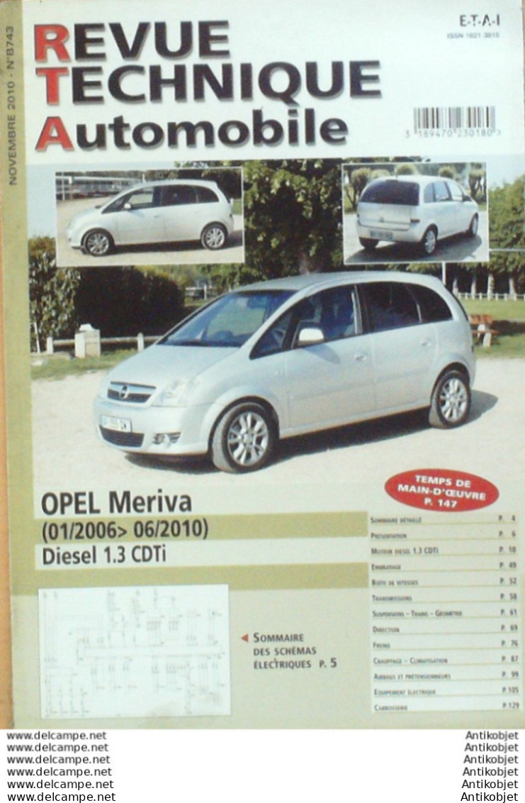 Revue Technique Automobile Opel Meriva Diesel 01/2006 à 06/2014   N°B743 - Auto/Moto
