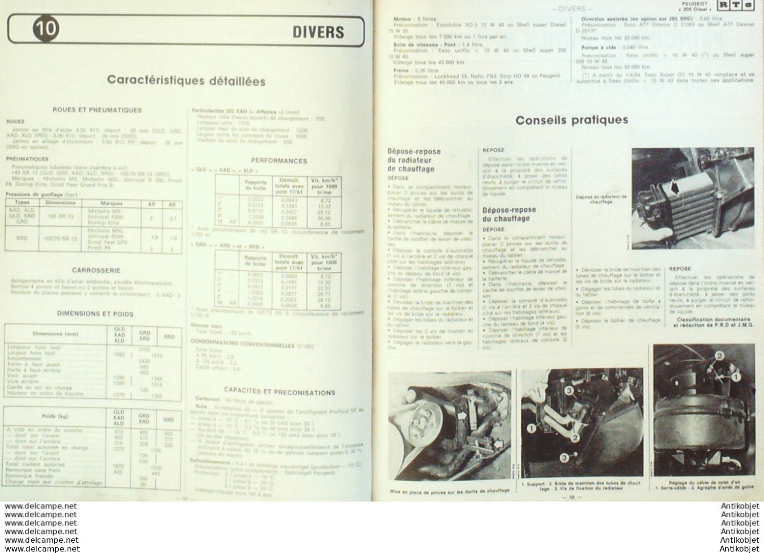 Revue Technique Automobile Peugeot 205 Talbot Solara & 1510   N°456 - Auto/Motor