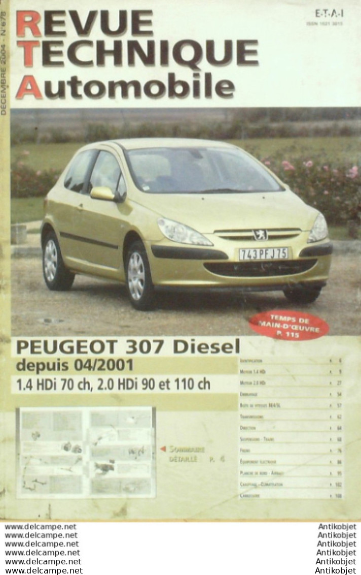 Revue Technique Automobile Peugeot 307 D 04/2001   N°678 - Auto/Motor