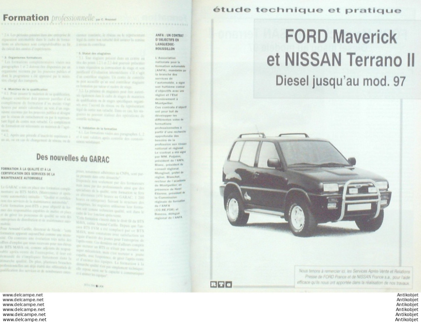 Revue Technique Automobile Peugeot 309 Ford Maverick Nissan Terrano II   N°586 - Auto/Moto