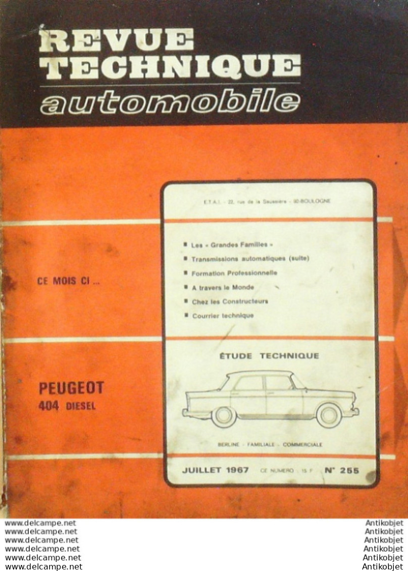 Revue Technique Automobile Peugeot 404   N°255 - Auto/Moto
