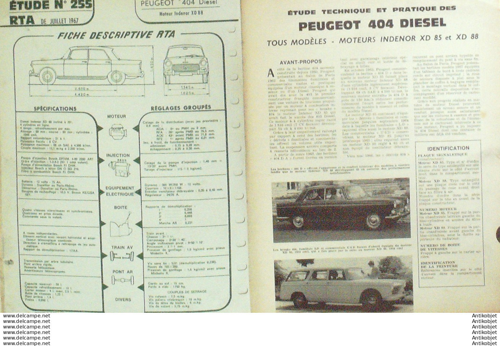 Revue Technique Automobile Peugeot 404   N°255 - Auto/Motor