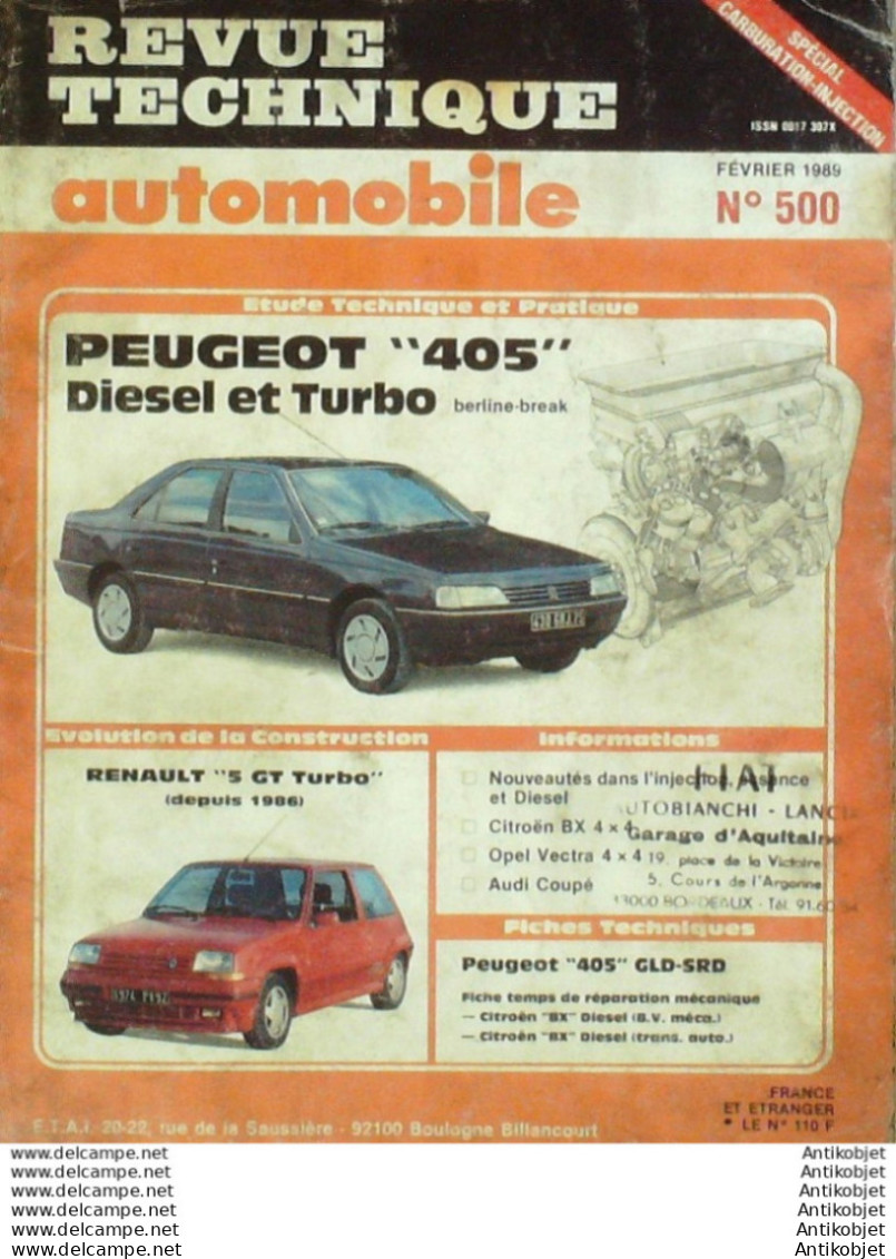 Revue Technique Automobile Peugeot 405 Renault 5 Opec Vestra 4x4   N°500 - Auto/Moto