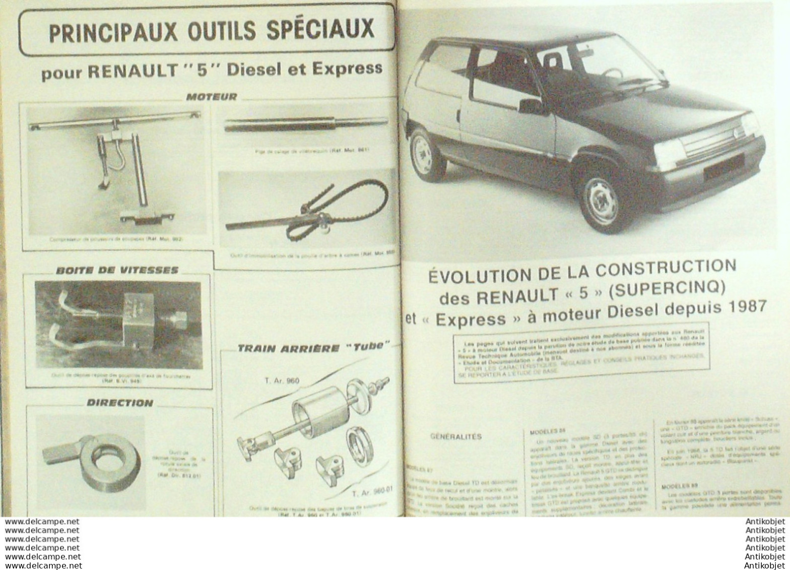 Revue Technique Automobile Renault 5 & Express   N°480.4 - Auto/Moto