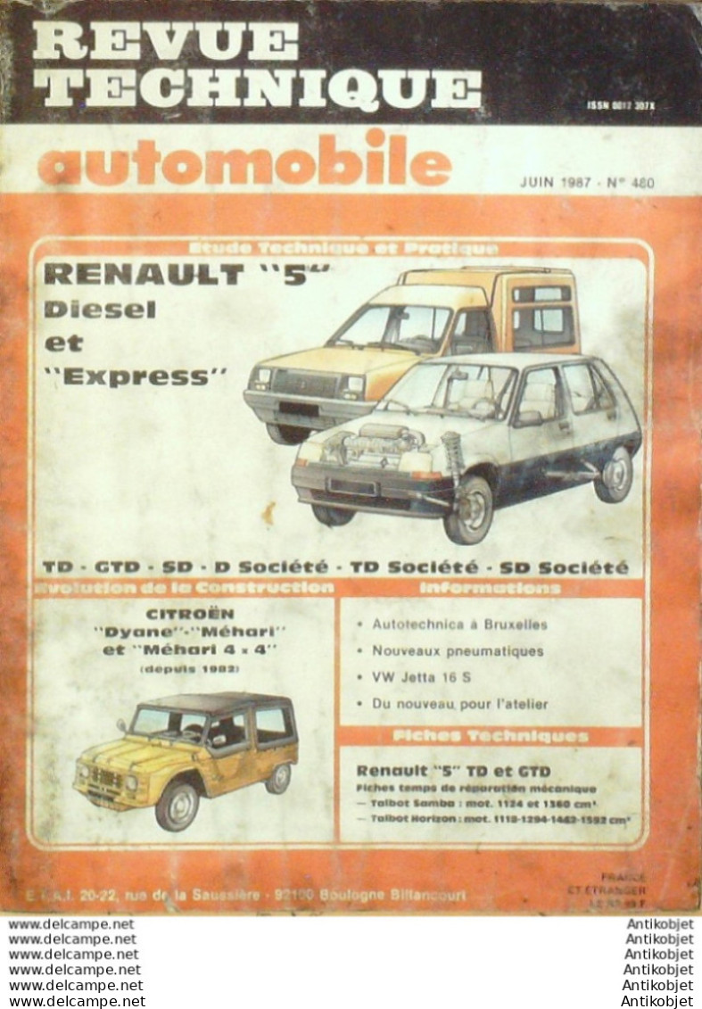 Revue Technique Automobile Renault 5 Citroen Dyane Méhari   N°480 - Auto/Motor