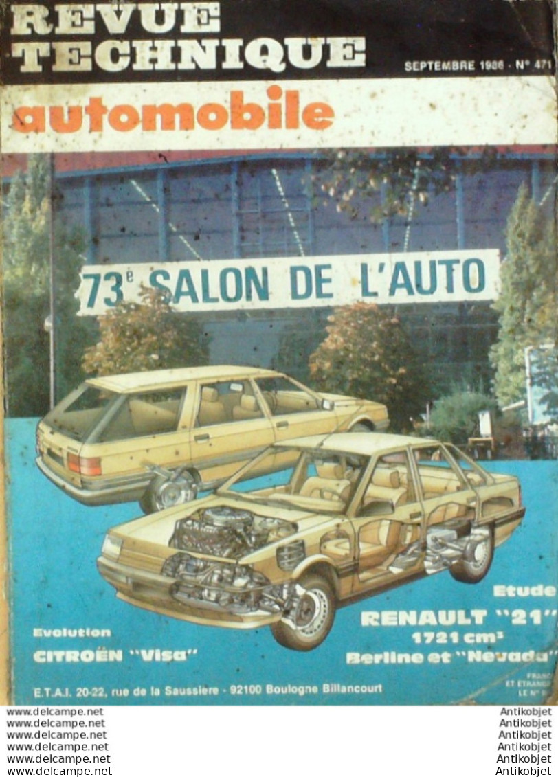 Revue Technique Automobile Renault 21 & Nevada Citroen Visa   N°471 - Auto/Motorrad