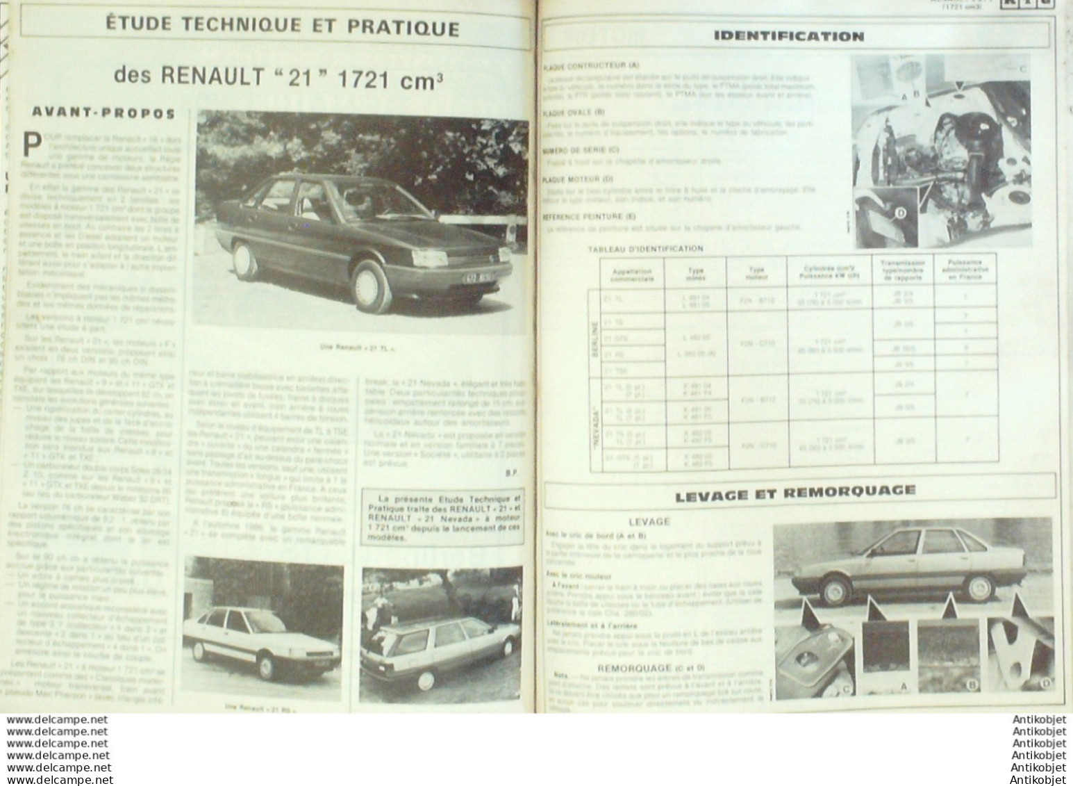 Revue Technique Automobile Renault 21 & Nevada Citroen Visa   N°471 - Auto/Moto