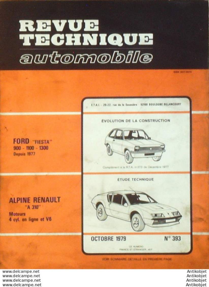 Revue Technique Automobile Renault Alpine A310 Ford Fiesta 900/1100/1300   N°393 - Auto/Moto