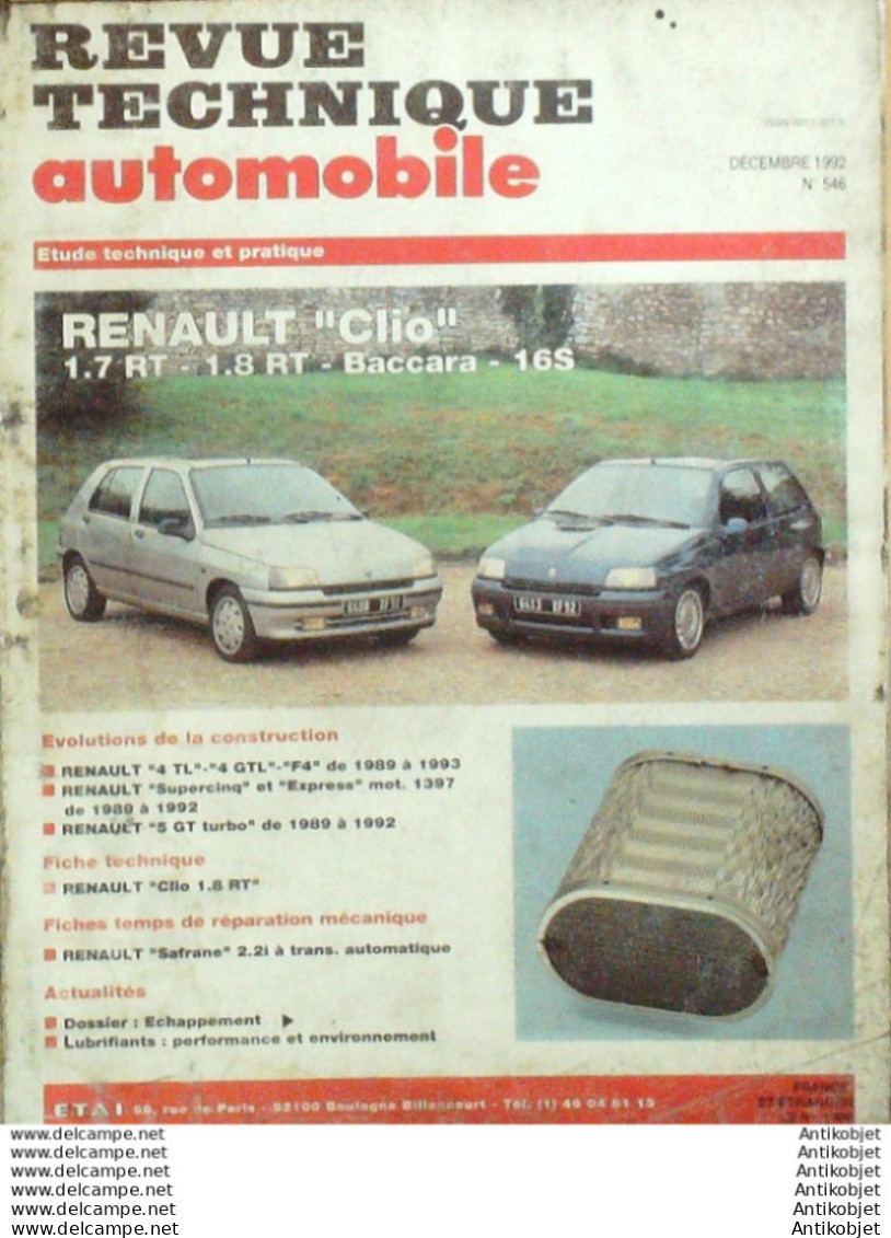 Revue Technique Automobile Renault Clio & R4 & R5 Turbo Safrane   N°546 - Auto/Motor