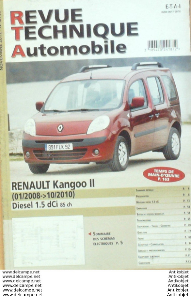 Revue Technique Automobile Renault Kangoo II D 01/2008 à 10/2010   N°B765 - Auto/Motor