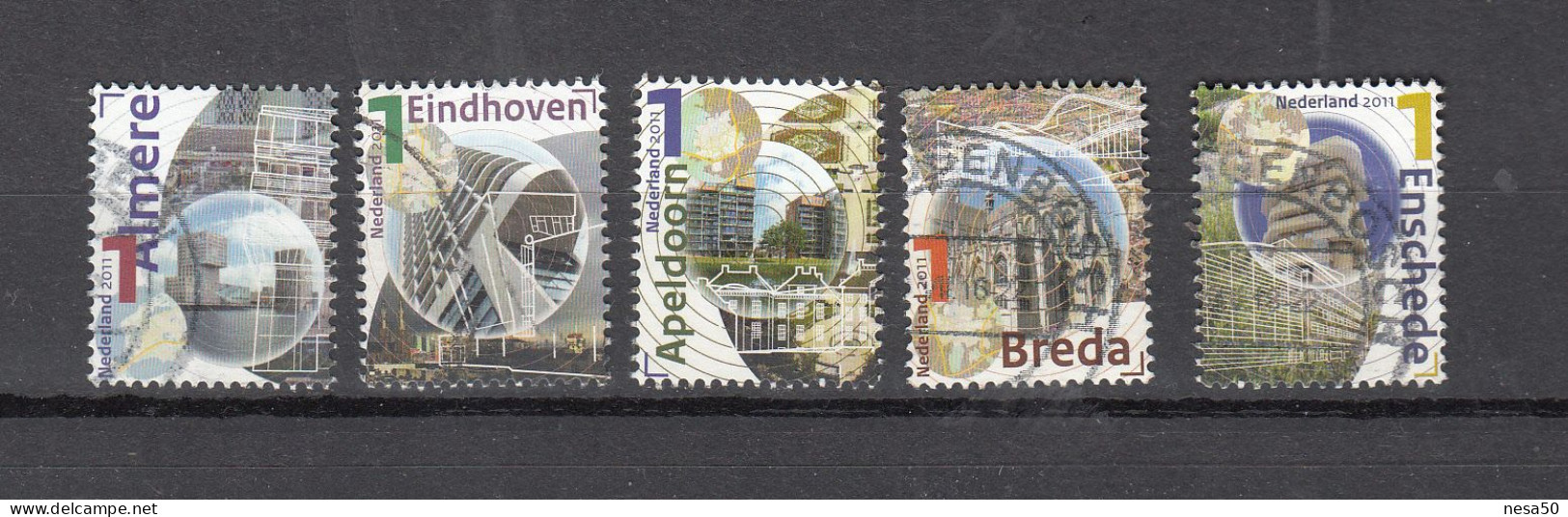 Nederland 2011 Nvph Nr 2789 A, 2790 A, 2813a, 2814 A , 2821a, Mooi Nederland, Eindhoven, Almere, Apeldoorn, Breda, Ensc - Gebruikt