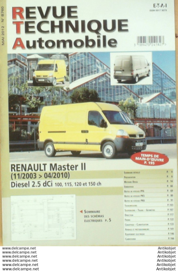 Revue Technique Automobile Renault Master II 11/2003 à 04/2010   N°B760 - Auto/Motor
