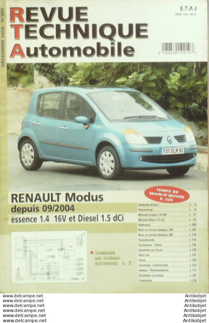 Revue Technique Automobile Renault Modus 09/2004   N°689 - Auto/Motor