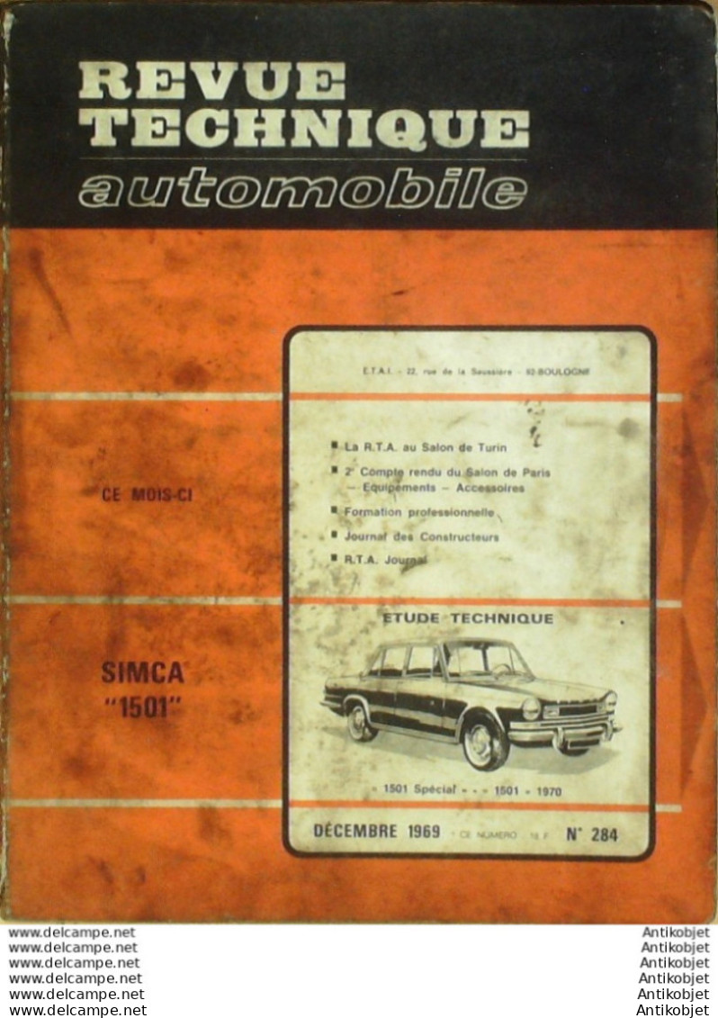 Revue Technique Automobile Simca 1501   N°284 - Auto/Moto
