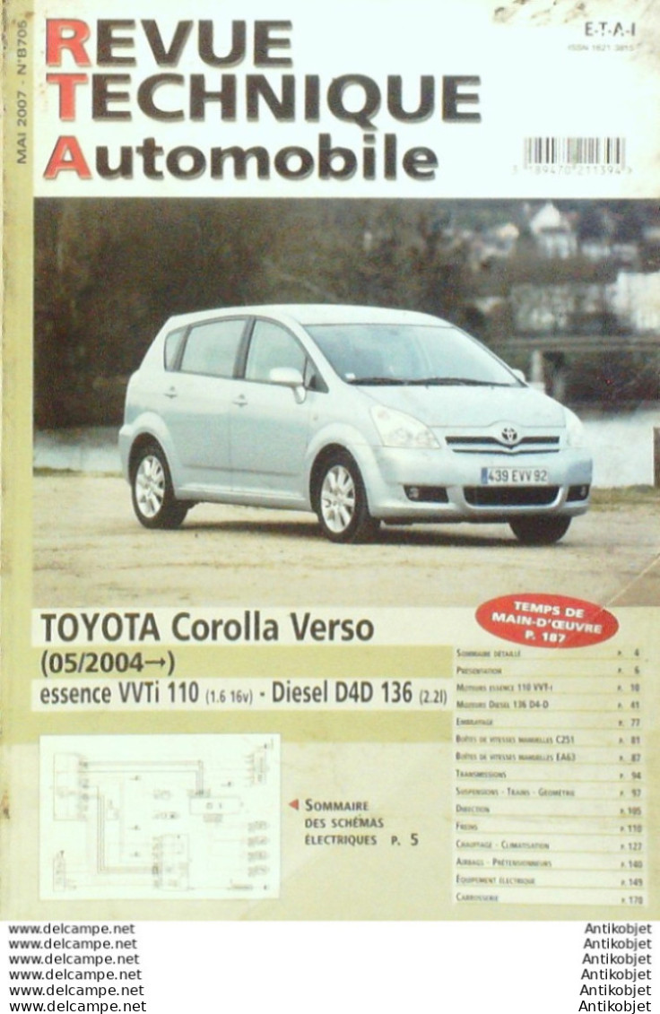 Revue Technique Automobile Toyota Corolla Verso 05/2004   N°705 - Auto/Motorrad