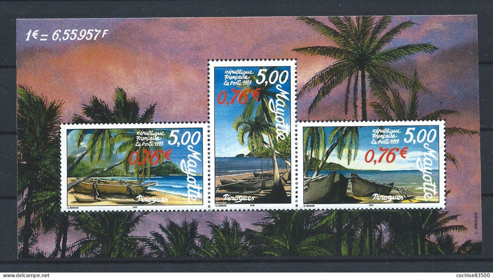 Mayotte Bloc N°2** (MNH) 1999 - Pirogue à Balancier - Blocs-feuillets