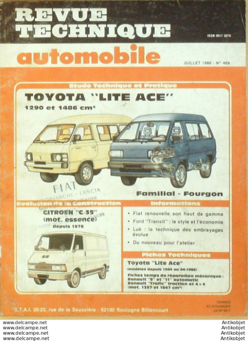 Revue Technique Automobile Toyota Lite Ace 1290/1486 Citroen C35 E 1976   N°469 - Auto/Motorrad